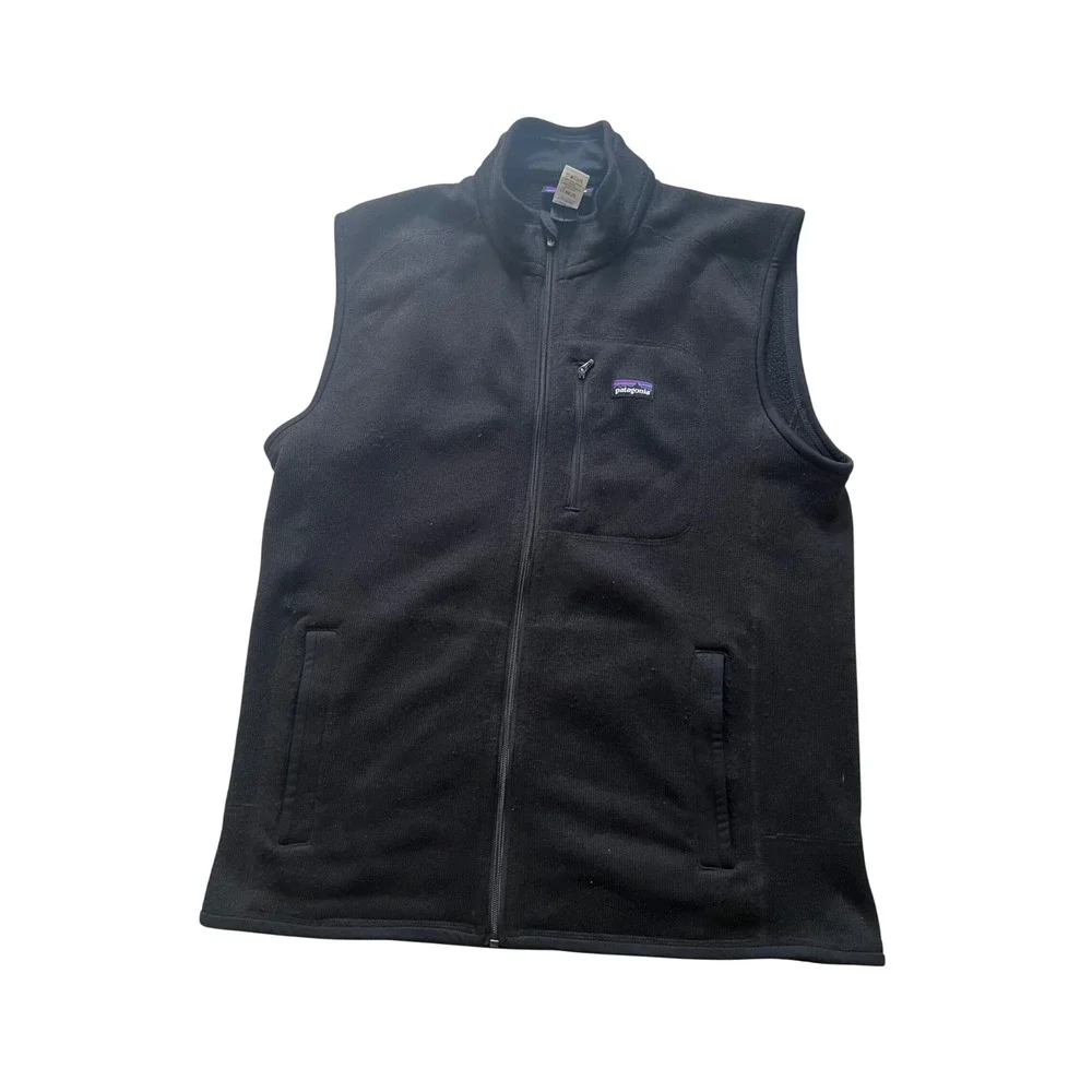 Patagonia Better Sweater Vest Men L Black Excellence Full Zip Fleece Pocket